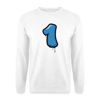 Blue number one design - Unisex Sweatshirt - white - Front