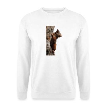 Neugieriges Eichhörnchen am Baumstamm - Unisex Pullover - Weiß - Vorne