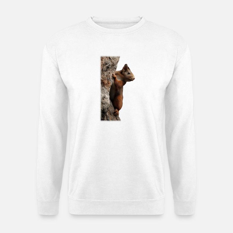 Curious squirrel on the tree trunk - Unisex Sweatshirt - white