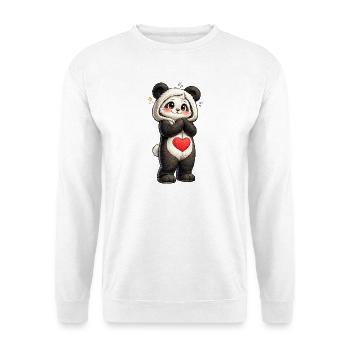 Panda timide au cœur rouge - Sweat-shirt Unisexe - blanc - Devant