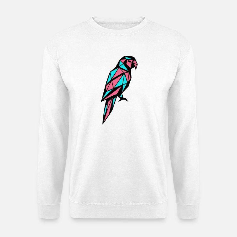 Low-Poly-Papagei – Naturvogel - Unisex Pullover - Weiß
