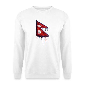 Nepal Flagge Tropfenkunst - Unisex Pullover - Weiß - Vorne