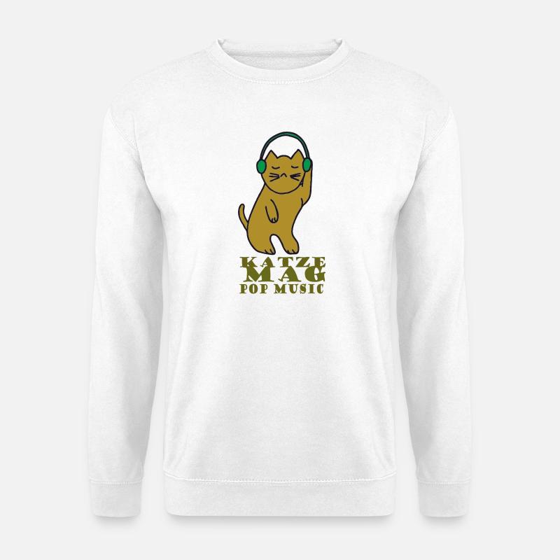 Katze mag pop music - Unisex Pullover - Weiß
