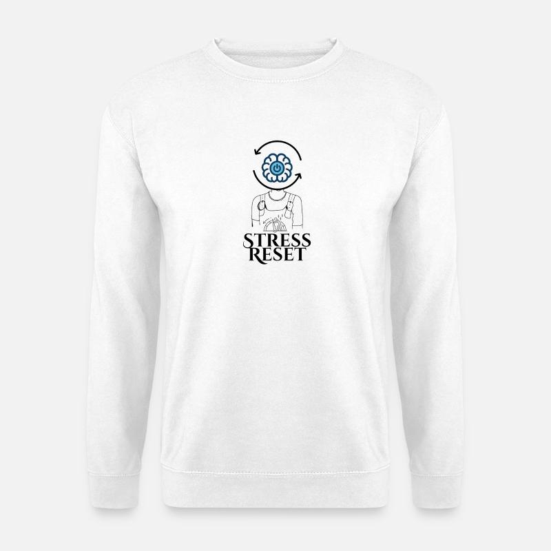 Stress Reset Button-Head - Unisex Sweatshirt - white