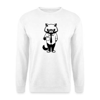 Miesgelaunter Büro Kater mit Kaffee - Sweat-shirt Unisexe - blanc - Devant