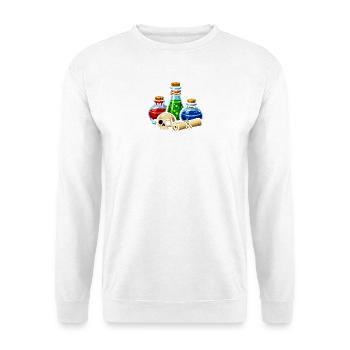 Alchemistische Trankgläser Schädel-Szene - Unisex Pullover - Weiß - Vorne - Alina (178cm) & Michal (187cm)