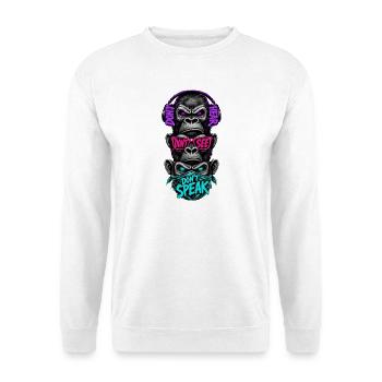 Three monkeys hear nothing see say neon - Unisex Sweatshirt - white - Front
