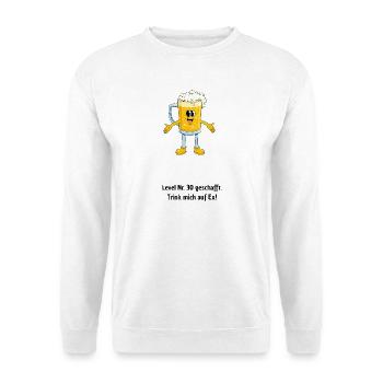 Level Nr. 30 auf Ex, ein kreatives Biergeschenk  - Unisex Pullover - Weiß - Vorne - Alina (178cm) & Michal (187cm)