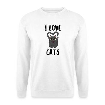 Ich liebe Katzen - Unisex Pullover - Weiß - Vorne - Alina (178cm) & Michal (187cm)