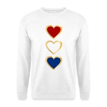 Flagge des Herzens der Niederlande - Unisex Pullover - Weiß - Vorne - Alina (178cm) & Michal (187cm)