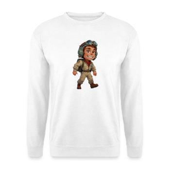 Niedlicher Cartoon-Kampfpilot - Unisex Pullover - Weiß - Vorne