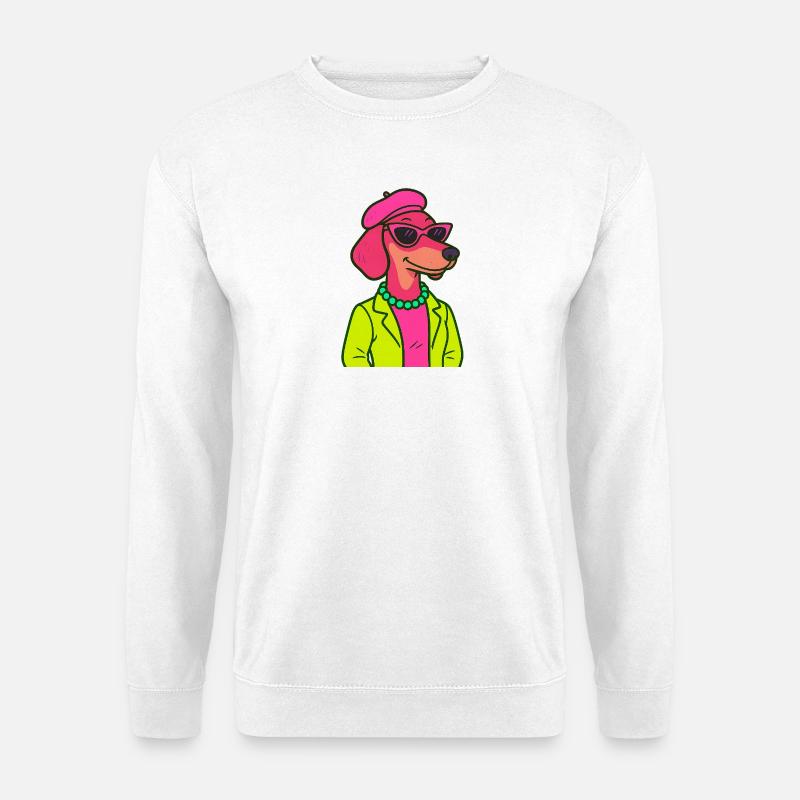 Neon Dackel Dame - Unisex Pullover - Weiß
