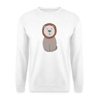 Löwenkopf mit freundlichem Gesicht - Unisex Pullover - Weiß - Vorne