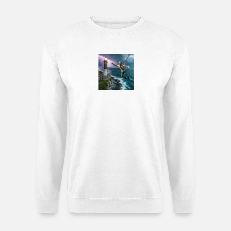 Zombie on rope above the lighthouse - Unisex Sweatshirt - white