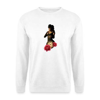 Steampunk Uhr mit Rosen - Unisex Pullover - Weiß - Vorne