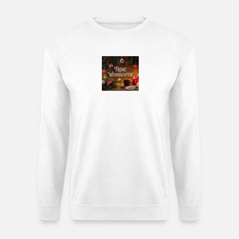 Frohe Weihnachten Holzschild - Unisex Pullover - Weiß