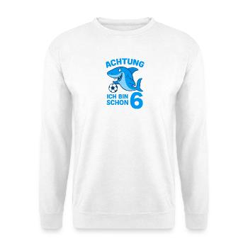 Achtung 6: Hai mit Ball - Unisex Pullover - Weiß - Vorne