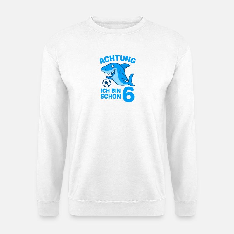 Achtung 6: Hai mit Ball - Unisex Pullover - Weiß