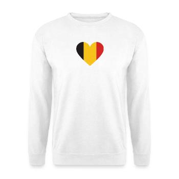 Belgische Herz-Trikolore - Unisex Pullover - Weiß - Vorne - Alina (178cm) & Michal (187cm)