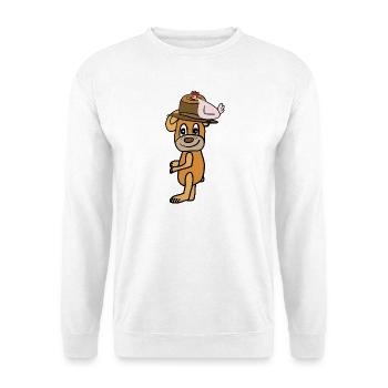 Dog hero with hat and rooster - Unisex Sweatshirt - white - Front