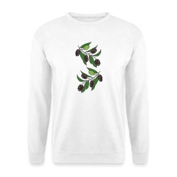 Olive Branches Illustration Botanical Print - Unisex Sweatshirt - white - Front