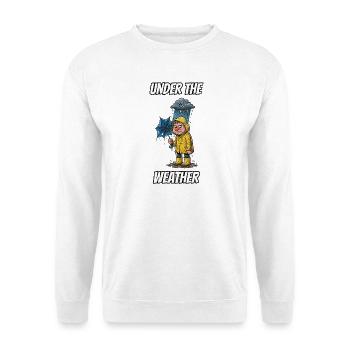 Under the Weather – Witzige buchstäbliche Idiom-Zeichentrickserie - Unisex Pullover - Weiß - Vorne - Alina (178cm) & Michal (187cm)