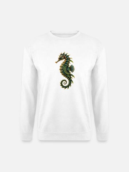 Botanische Seepferdchen-Rüstung - Unisex Pullover - Weiß