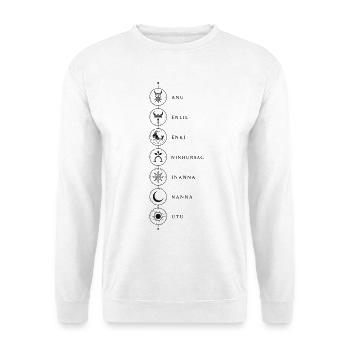Symbole der Anunnaki-Götter - Unisex Pullover - Weiß - Vorne - Alina (178cm) & Michal (187cm)