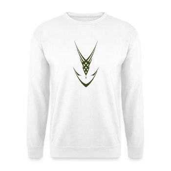 Geometrische Grün-Verflechtung - Unisex Pullover - Weiß - Vorne - Alina (178cm) & Michal (187cm)