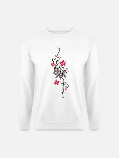 Floral tendril butterfly summer flowers flowers - Unisex Sweatshirt - white