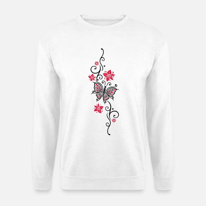 Floral Ranke Schmetterling Sommer Blüten Blumen - Unisex Pullover - Weiß