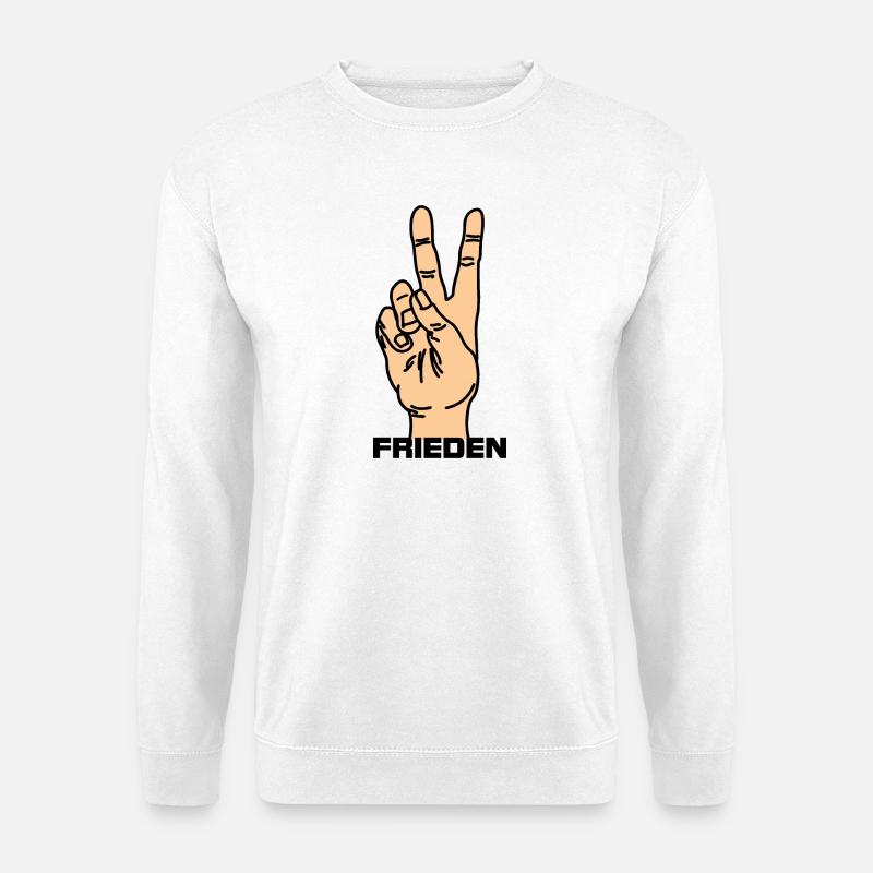 Handgeste deutsch Hautton - Unisex Pullover - Weiß