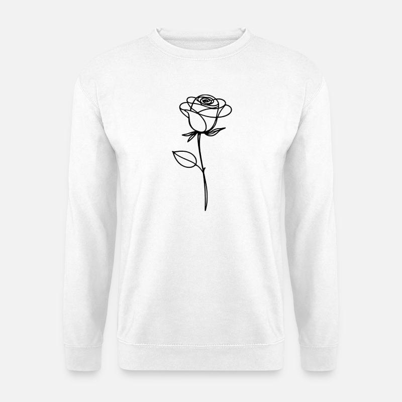 One Line Art Rose - Unisex Pullover - Weiß