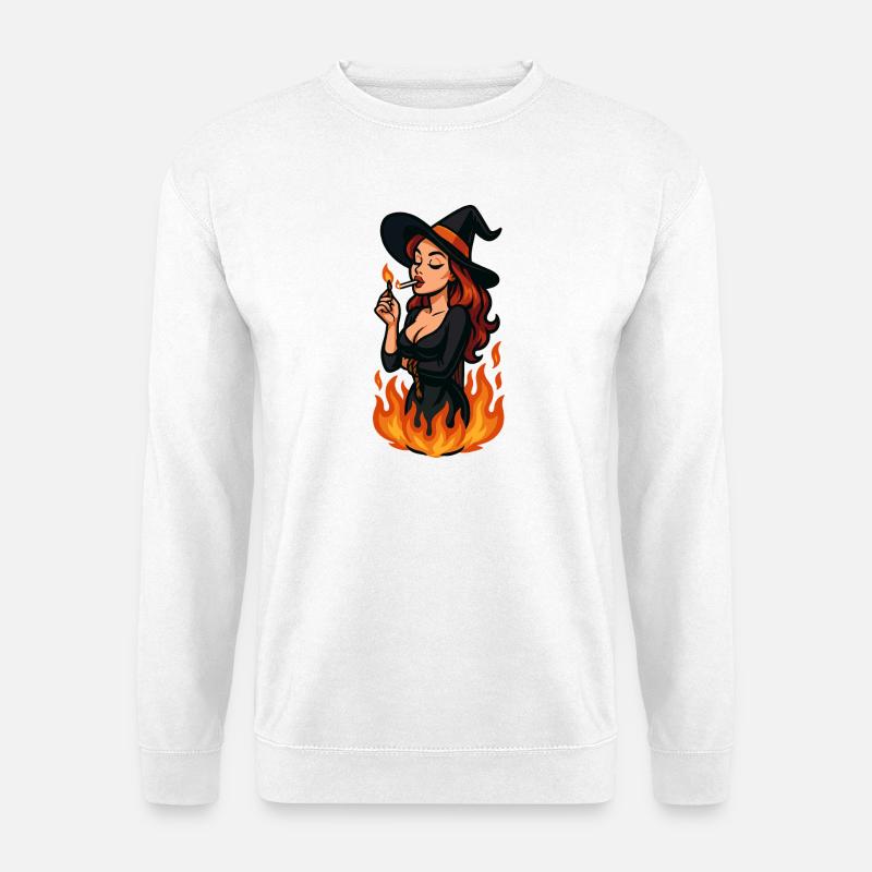 Hexe in Flammen - Unisex Pullover - Weiß