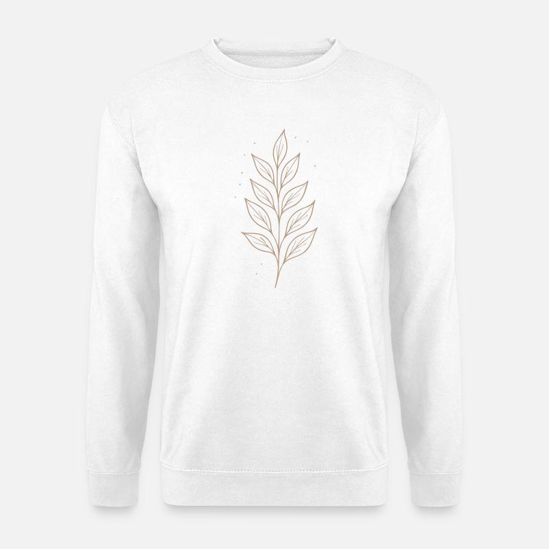 Mystic Leaf Line Art - Unisex Pullover - Weiß