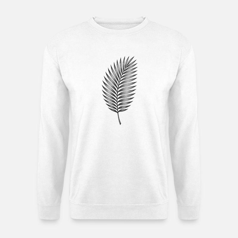 Black palm leaf pattern - Unisex Sweatshirt - white