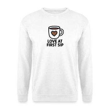 Love at First Sip Kaffeetasse - Unisex Pullover - Weiß - Vorne