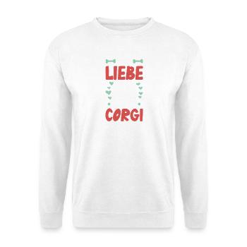 Ich Liebe Meinen Corgi Motiv - Unisex Pullover - Weiß - Vorne - Alina (178cm) & Michal (187cm)