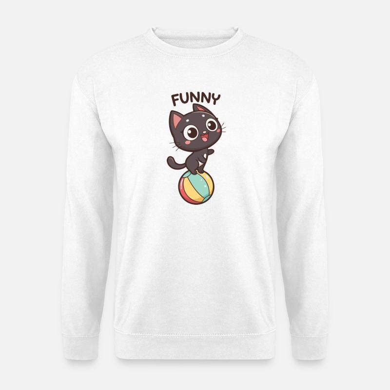 Kätzchenspieler auf farbigem Ball - Unisex Pullover - Weiß