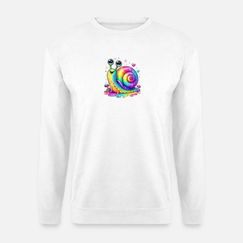 Regenbogen-Schnecke im magischen Glanz - Unisex Pullover - Weiß
