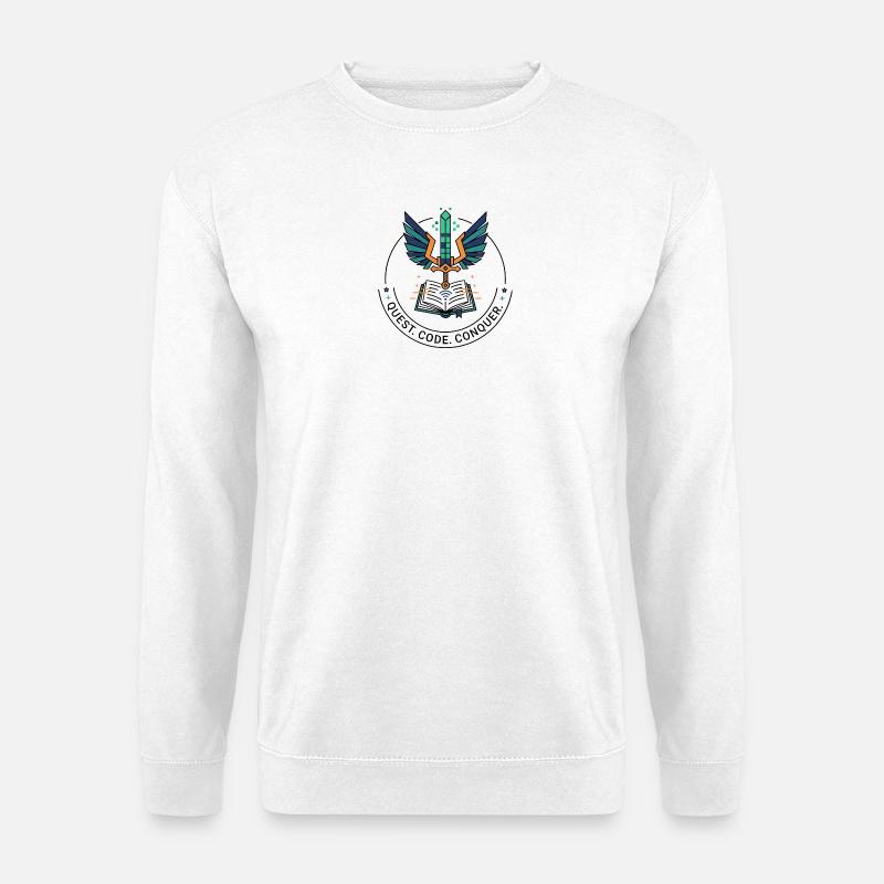 Quest. Code. Conquer Emblem - Unisex Sweatshirt - white