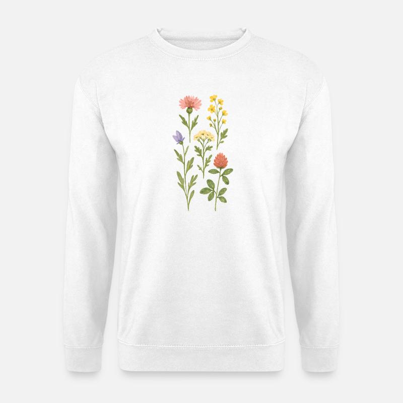 Wilde Blumen Aquarell-Design - Unisex Pullover - Weiß