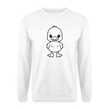 Niedliches Entenbaby – Schwarz-Weiß-Design - Unisex Pullover - Weiß - Vorne
