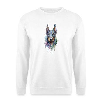 Wasserfarbener Geometrischer Hundportrait - Unisex Pullover - Weiß - Vorne