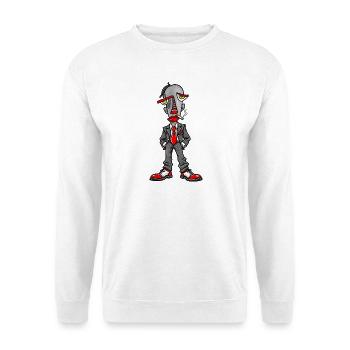 Noir-Punk Detektiv im Anzug - Unisex Pullover - Weiß - Vorne - Alina (178cm) & Michal (187cm)