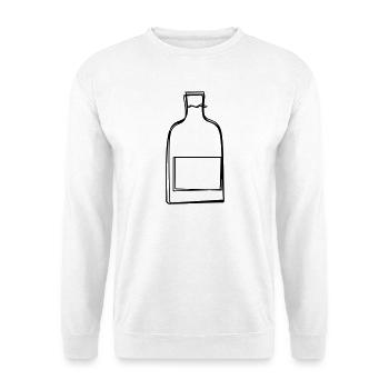 Weinflasche handgezeichnet - Unisex Pullover - Weiß - Vorne - Alina (178cm) & Michal (187cm)