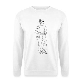 Skateboarding Mom, Skater Mum, Skate Mama, Female - Unisex Pullover - Weiß - Vorne - Alina (178cm) & Michal (187cm)