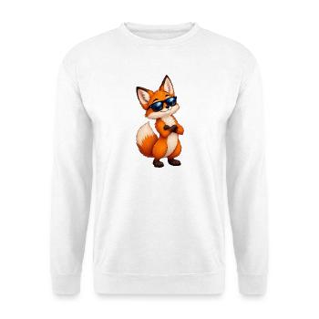 Fuchs mit Sonnenbrille Charme - Unisex Pullover - Weiß - Vorne - Alina (178cm) & Michal (187cm)