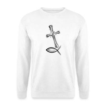Cross fish icon - Unisex Sweatshirt - white - Front
