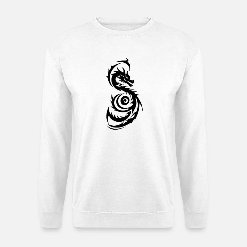 Schwarzer Tribal Fantasy Drache - Unisex Pullover - Weiß